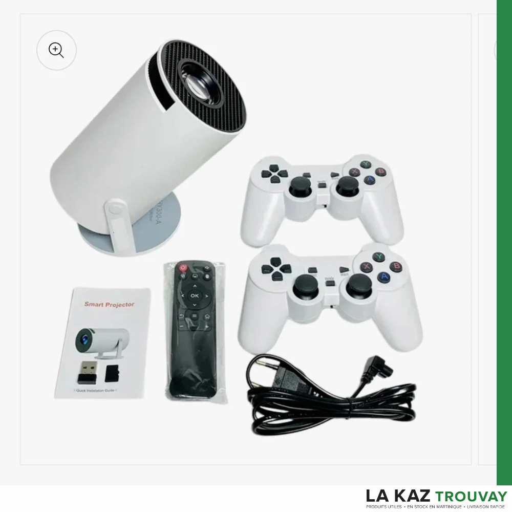 CinéMax Gaming 20 000 jeux – Vidéoprojecteur Gaming & Cinéma 4K avec 2 Manettes Sans Fil