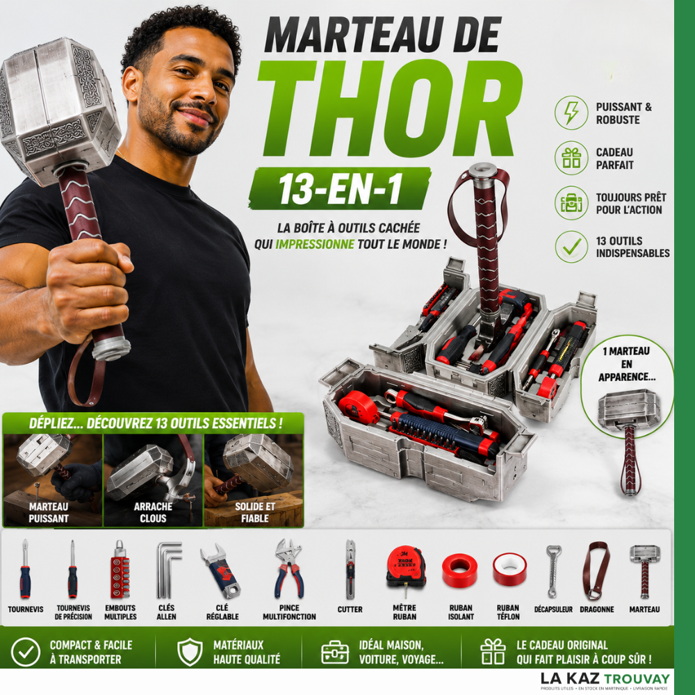 Marteau de Thor™ 13-en-1 – La Boîte à Outils Cachée qui Impressionne Tout le Monde